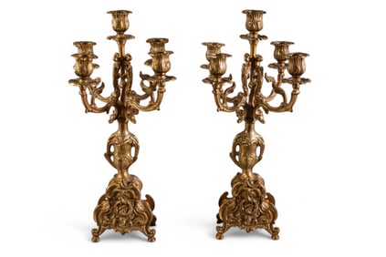 PAIR OF BRONZE CANDELABRAS