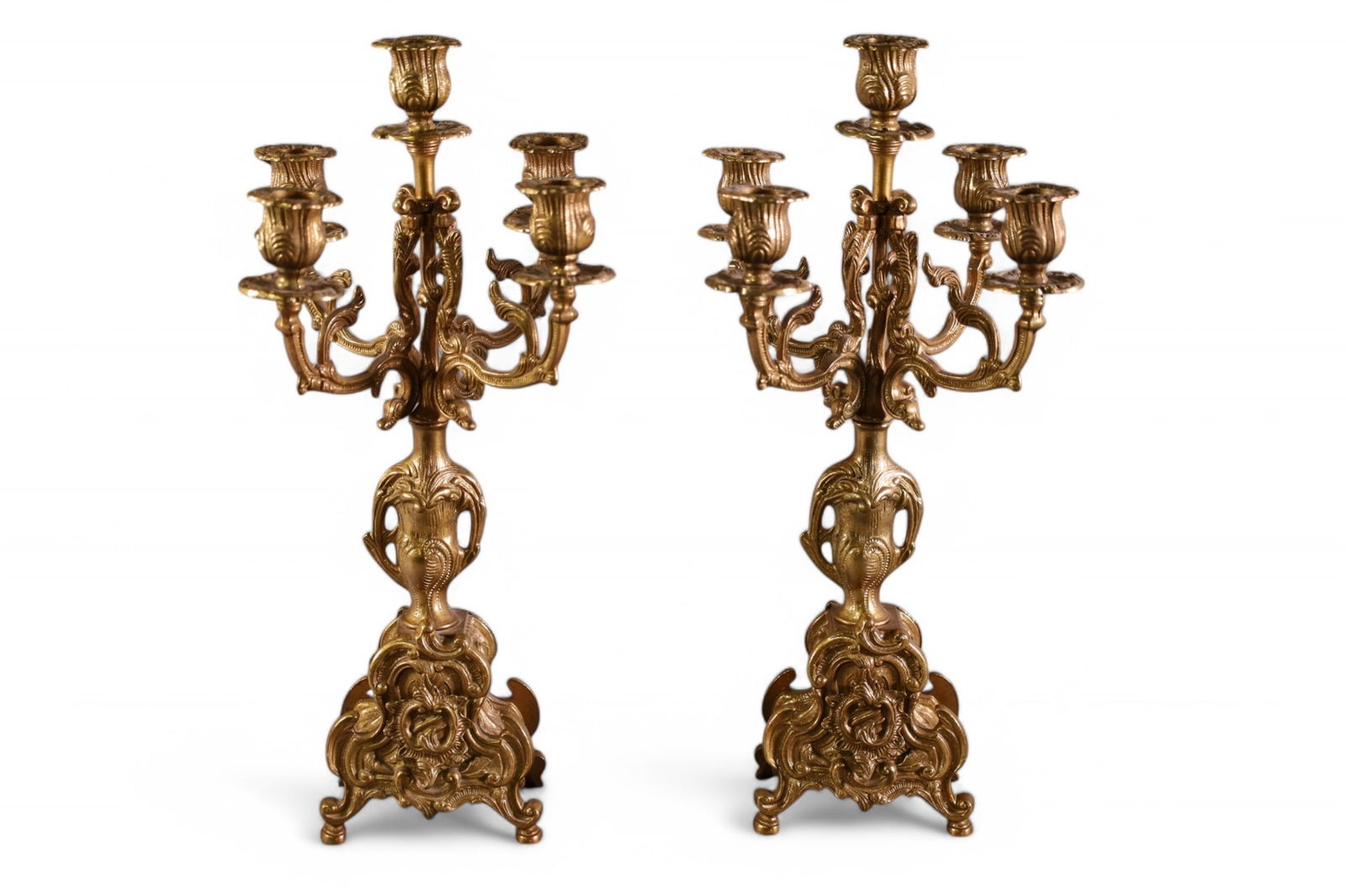 PAIR OF BRONZE CANDELABRAS (1 of 2)