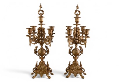 PAIR OF BRONZE CANDELABRAS