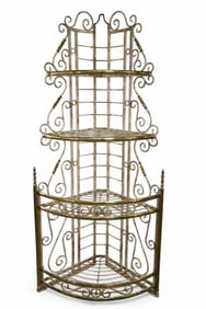 PAINTED FINISH IRON CORNER BAKER'S RACK