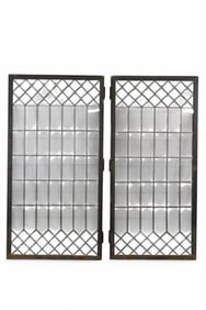 PAIR OF LARGE LEADED GLASSS WINDOWS