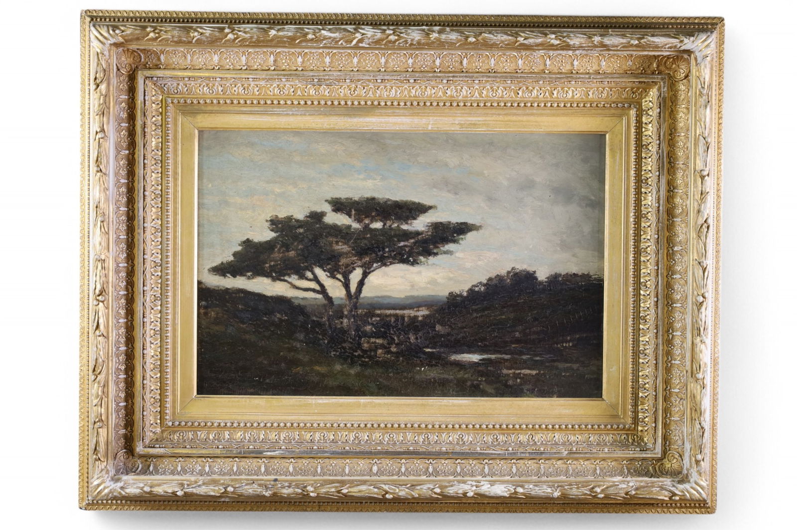 ANTIQUE CYPRESS TREE OIL PAINTING (1 of 2)