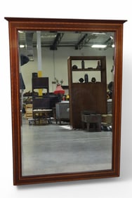 ANTIQUE INLAID MAHOGANY WALL MIRROR
