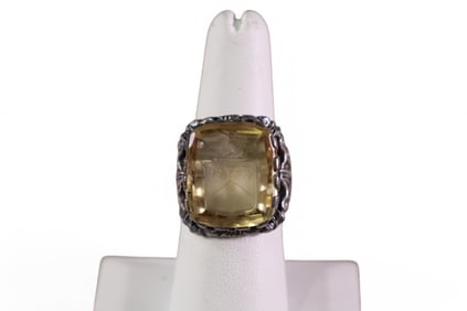 SILVER & QUARTZ INTAGLIO RING