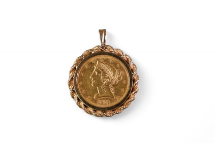 18k GOLD LIBERTY HEAD COIN PENDANT