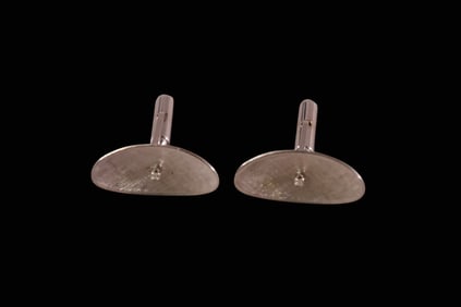 PAIR OF 14k WHITE GOLD & DIAMOND CUFFLINKS