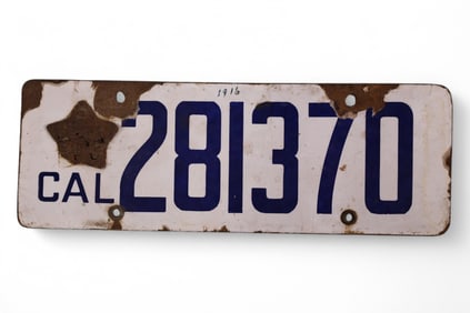 CALIFORNIA 1916 LICENSE PLATE