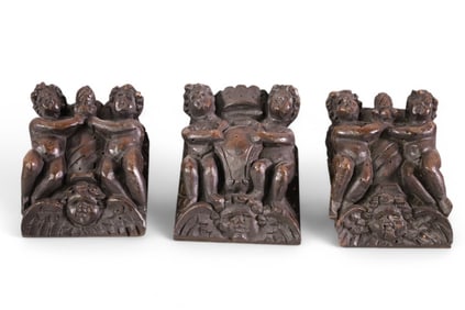 3 SMALL CARVED CHERUBS