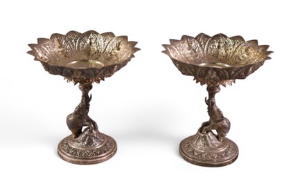PAIR OF ELEPHANT COMPOTES
