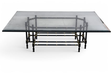 GLASS TOP FAUX BAMBOO COFFEE TABLE
