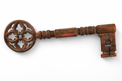 LARGE WOODEN CARVED KEY