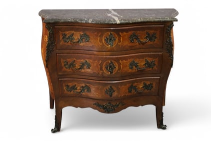 INLAID FRENCH MARBLE TOP CHEST