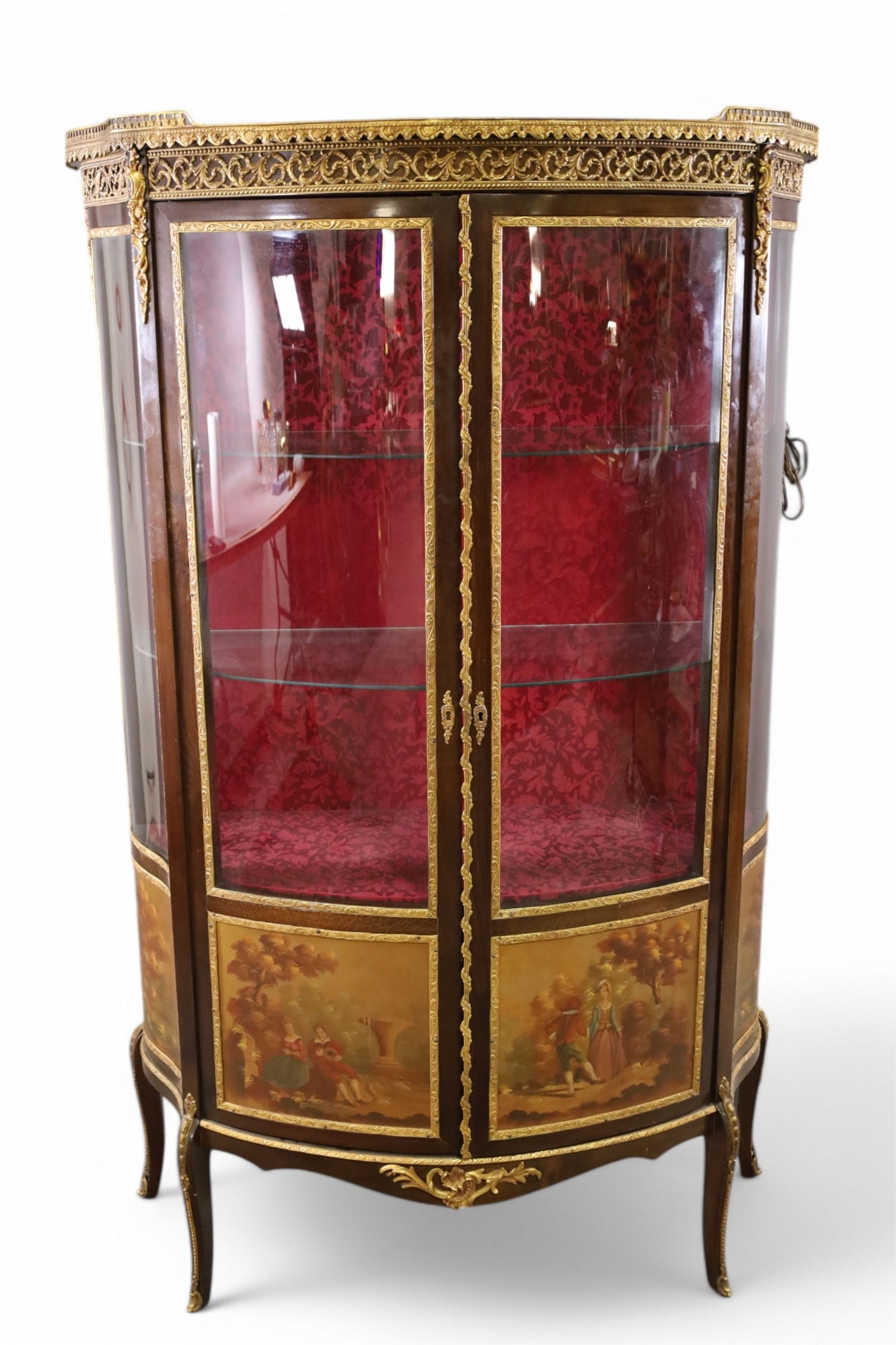 INLAID FRENCH TWO DOOR CHINA CABINET (1 of 3)