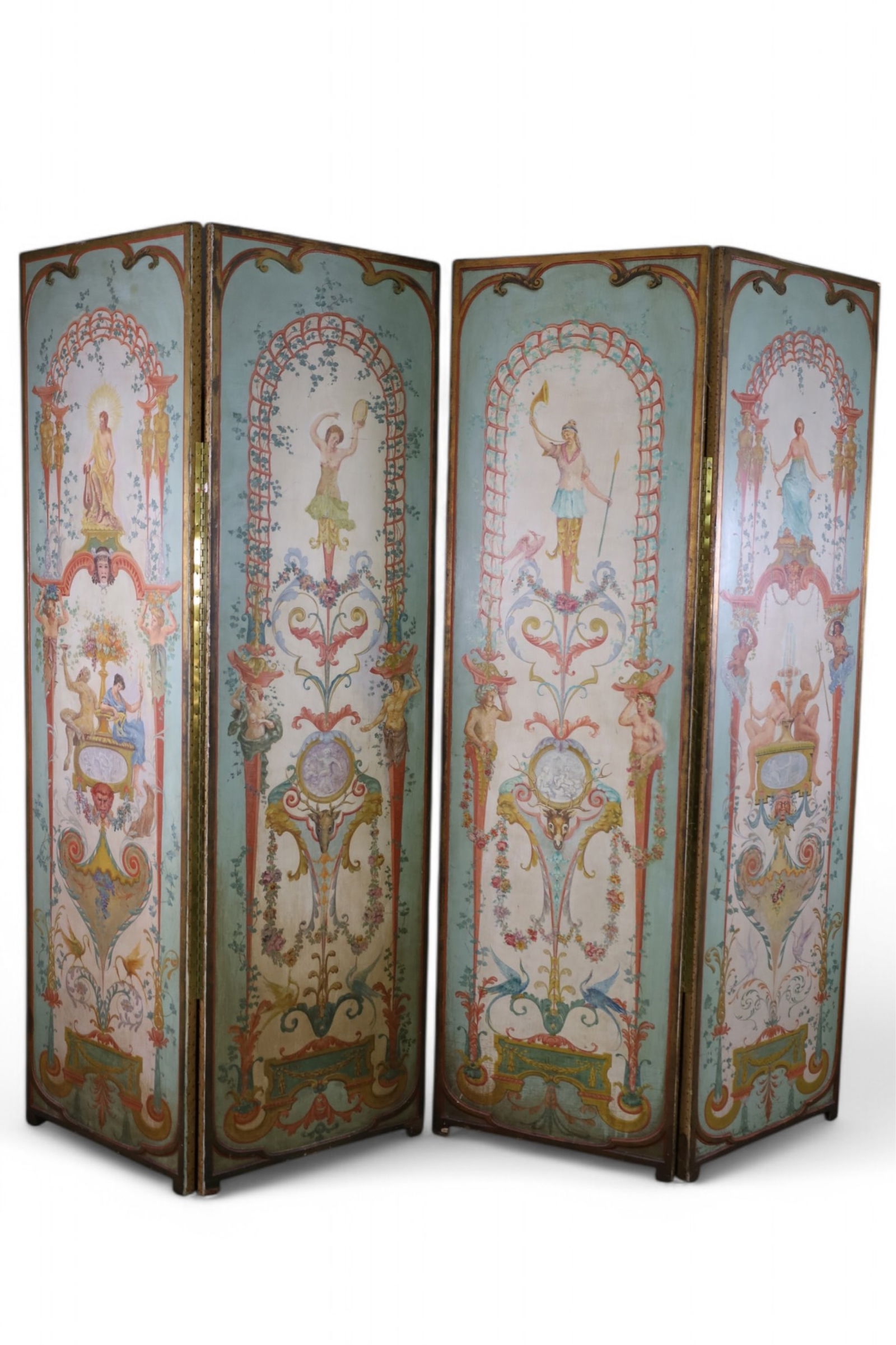 LARGE 4 PANEL HAND PAINTED SCREEN (1 of 7)