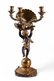 BRONZE CHERUB CANDELABRA