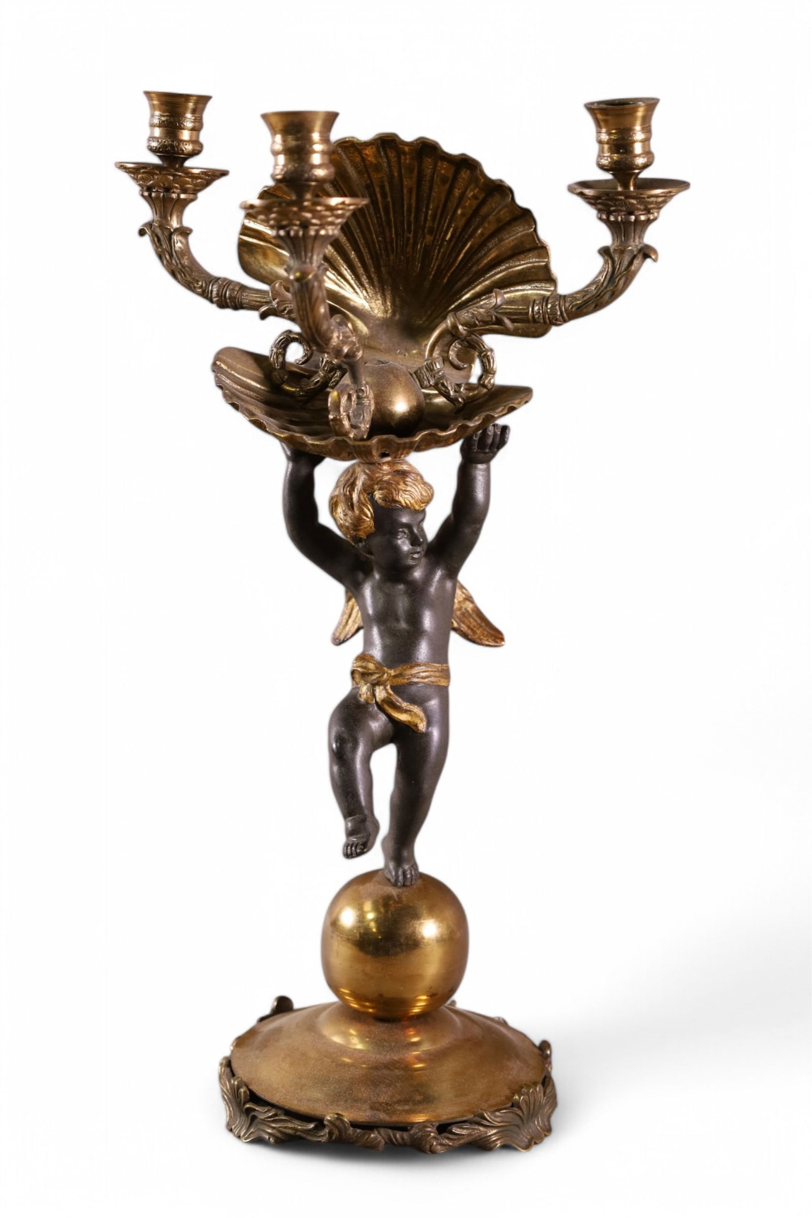BRONZE CHERUB CANDELABRA (1 of 2)