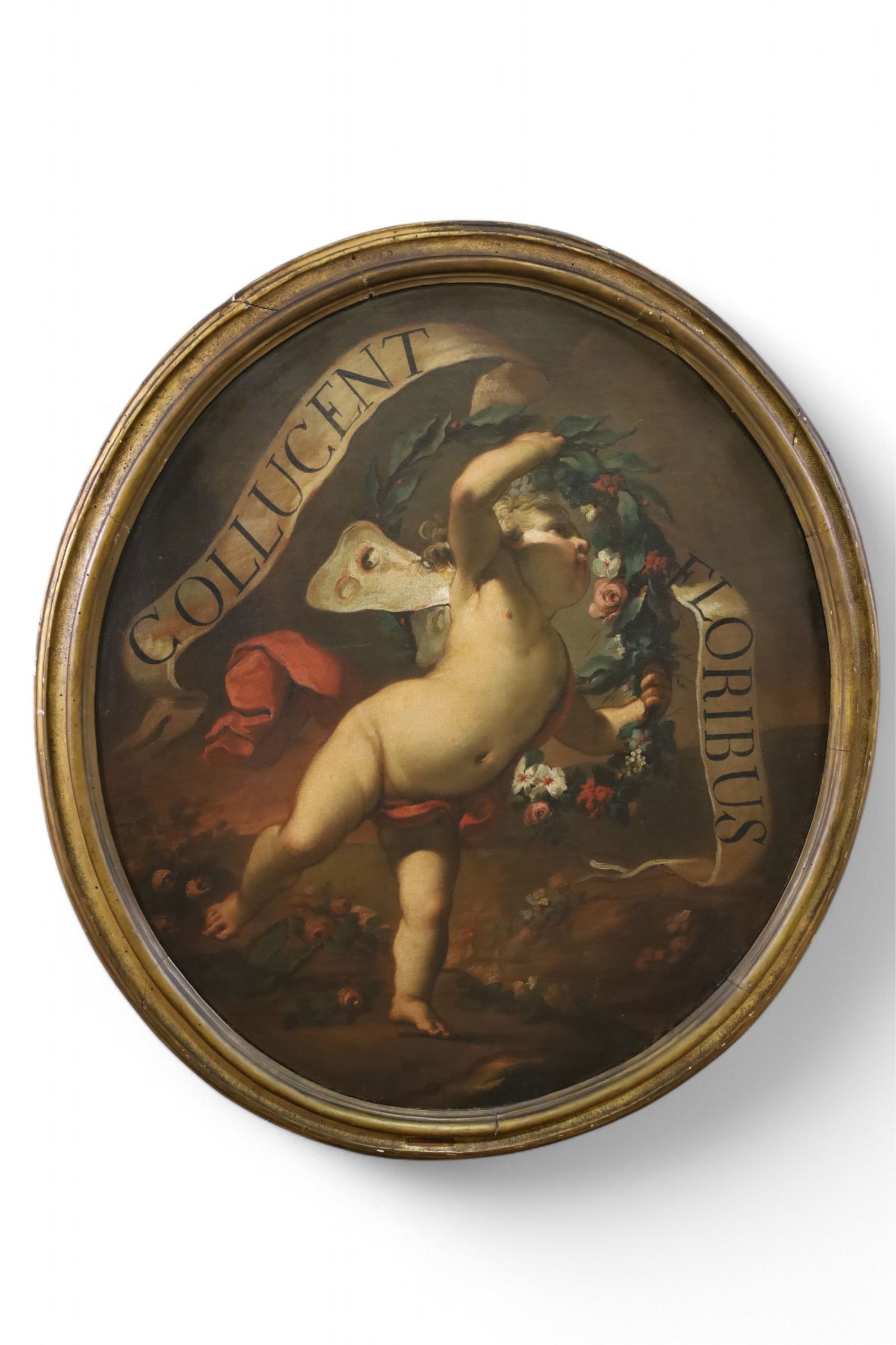 LARGE 19TH CENTURY CHERUB OIL PAINTING (1 of 4)