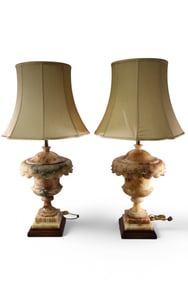 PAIR OF ALABASTER MARBRO TABLE LAMPS
