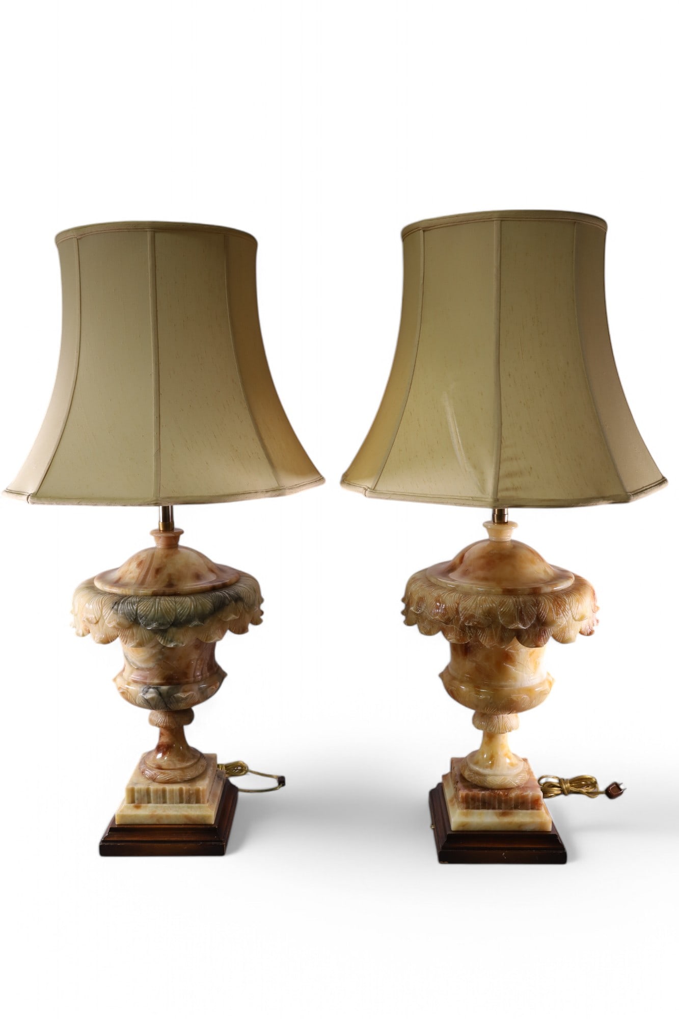 PAIR OF ALABASTER MARBRO TABLE LAMPS (1 of 4)