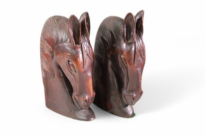 PAIR OF CARVED HORSE HEADS
