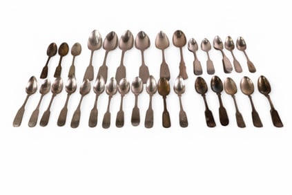 COLLECTION OF ANTIQUE COIN SILVER SPOONS