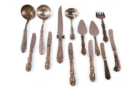 13 PIECES OF STERLING HANDLED FLATWARE