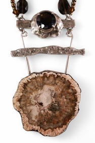 PETRIFIED WOOD & SILVER NECKLACE