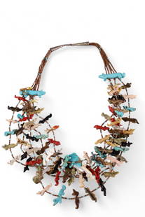NATIVE AMERICAN FETISH NECKLACE: 5 STRAND, MULTI STONE NATIVE AMERICAN FETISH NECKLACE. 24" L.