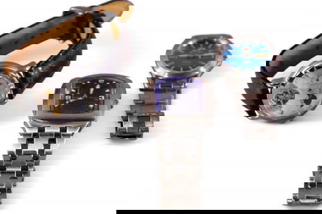 3 WRISTWATCHES: O.E TORBILLION. & CROTON & ORION WRISTWATCHES. ALL WATCHES ARE SOLD AS IS UNSERVICED, WE DO NOT GUARANTEE WORKING ORDER.