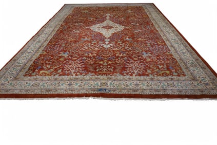 HANDMADE ROOM SIZE PICTORAL WOOL RUG