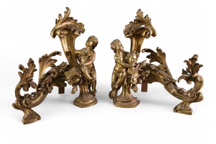 PAIR OF BRONZE CHENETS