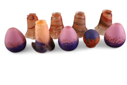 9 FRENCH ART GLASS SHADES