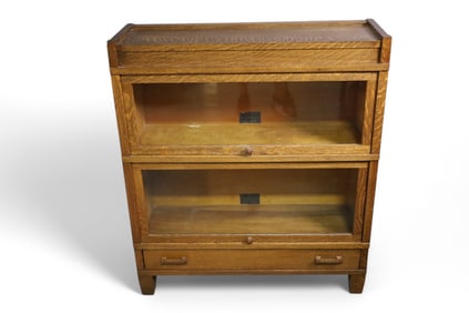 OAK ARTS & CRAFTS LAWYER'S STACKING BOOKCASE