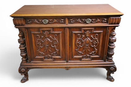 1930'S CARVED WALNUT SERVER