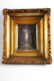 19TH CENTURY FOREST SCENE OIL PAINTING
