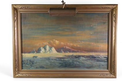 LARGE ARCTIC SCENE OIL PAINTING
