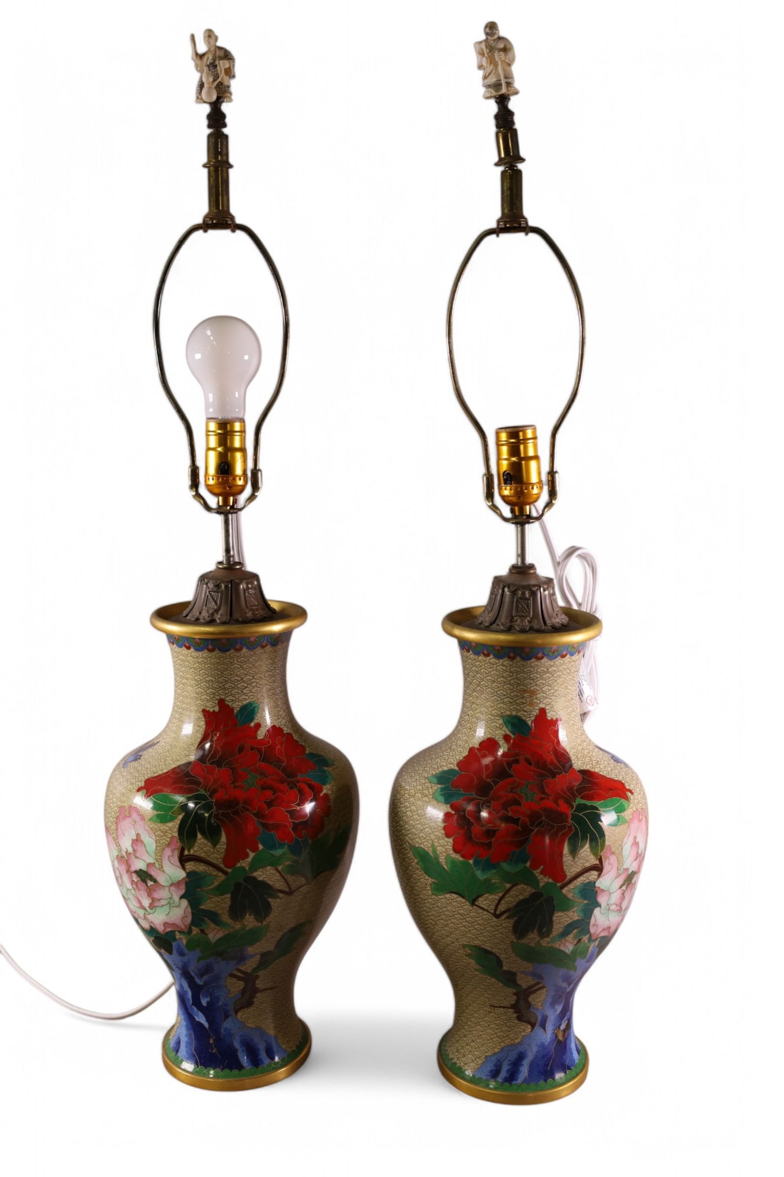PAIR OF CLOISONNE LAMPS (1 of 4)