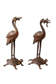 PAIR OF BRONZE CRANES
