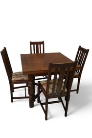 ENGLISH OAK DINING TABLE & 4 CHAIRS
