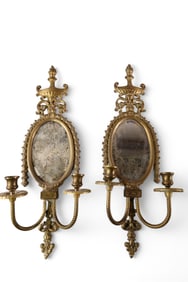PAIR OF BRASS WALL SCONCES