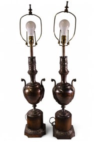 PAIR OF URN FORM TABLE LAMPS