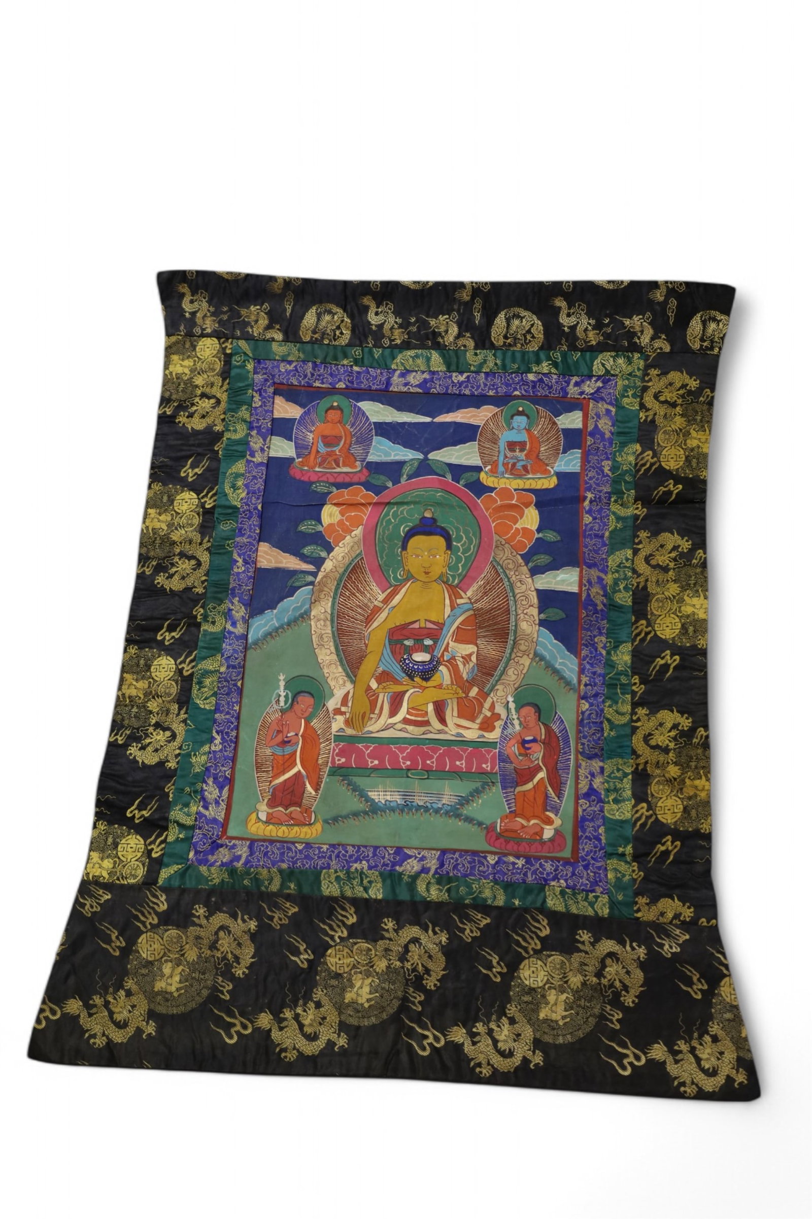 18TH CENTURY TAKESTAN THANGKA: HANDMADE TAKESTAN THANGKA. APPROX