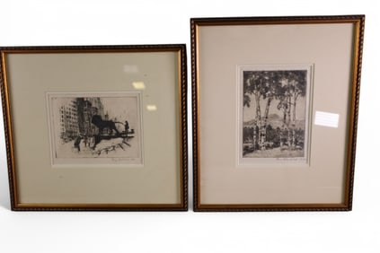2 FRAMED ETCHINGS