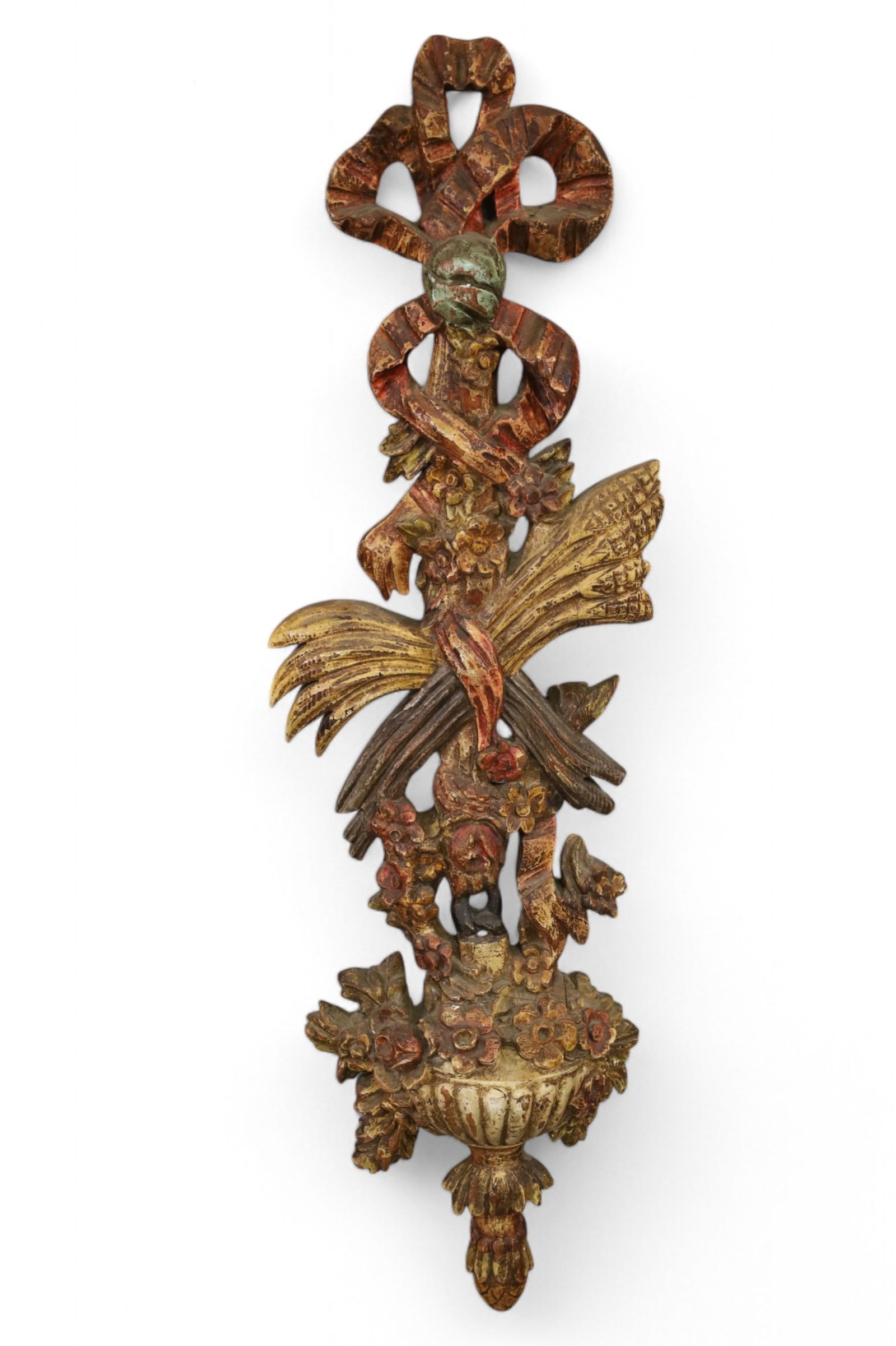 ANTIQUE CARVED FLORAL WALL HANGING (1 of 4)