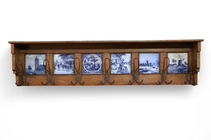 DELT TILE & OAK HAT RACK