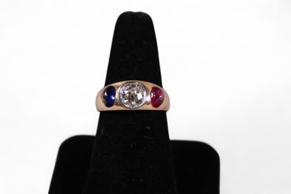10k GOLD, DIAMOND & RUBY RING