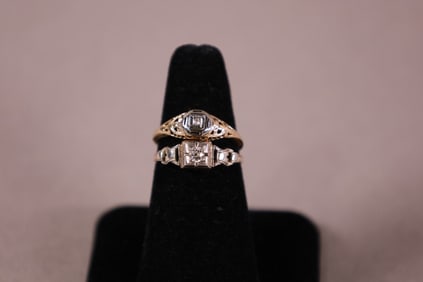 2 VINTAGE DIAMOND ENGAGEMENT RINGS