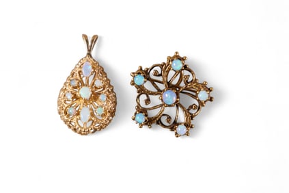 2 14k GOLD & OPAL PENDANTS