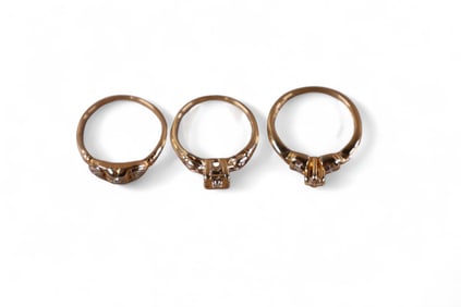 3 MISC VINTAGE 14k ENGAGEMENT RINGS