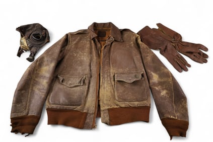 MILITARY JACKET, HELMET & GLOVES